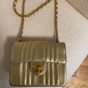 Gold Chanel metallic vintage bag